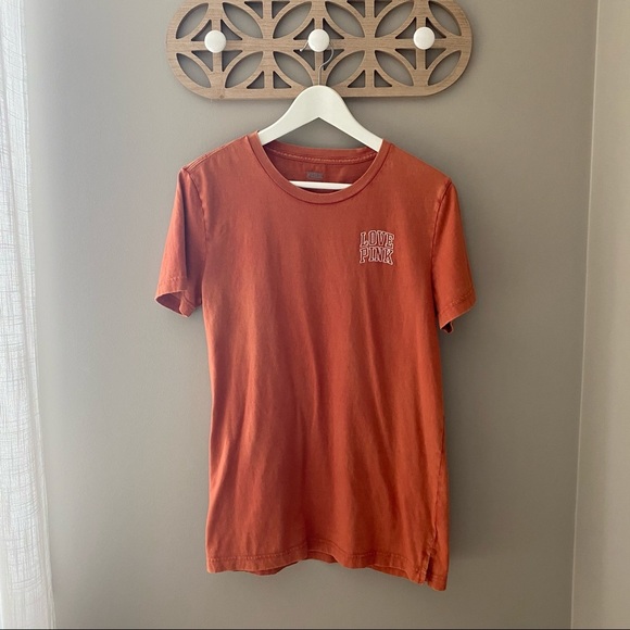 PINK Victoria's Secret Oversized Tee Shirt Orange Sz XS - Picture 1 of 10